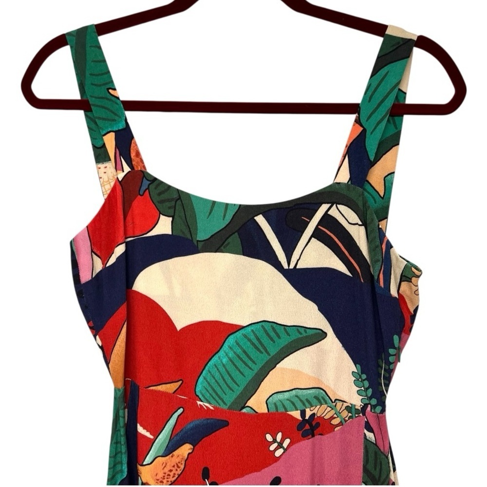 Farm Rio NWT Rainbow Fauna Tropical Jungle Print Midi Slip Dress Women’s Small - Picture 6 of 16